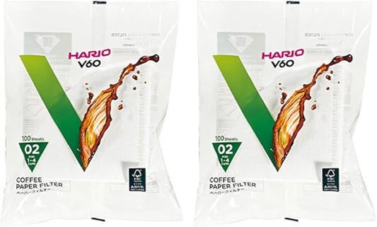 Hario V60 Paper Coffee Filter, Size 02, White, 200ct