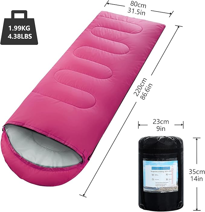 Sleeping Bags for Adults,Kids & Girls-Warm & Cold Weather Lightweight Waterproof Sleeping Bag Backpack with Compact Bag,Great for 3-4 Seasons Hiking,Camping and Outdoor Mountaineering