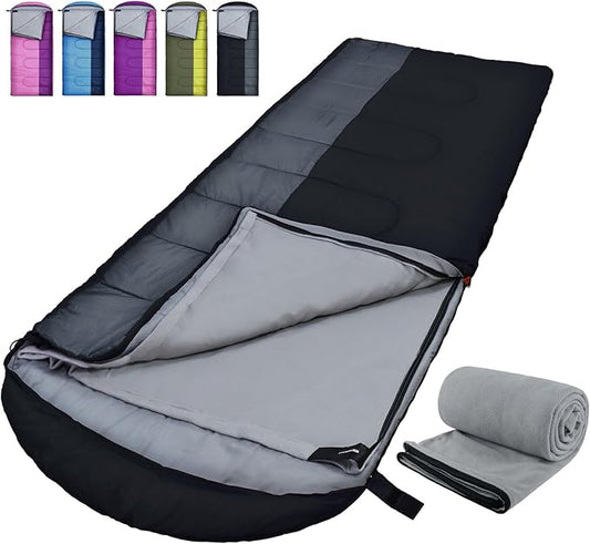 XL 10 Degree Sleeping Bags Waterproof for Adults 350GSM Machine Washable with Compression Sack for 3-4 Season Camping Outdoor