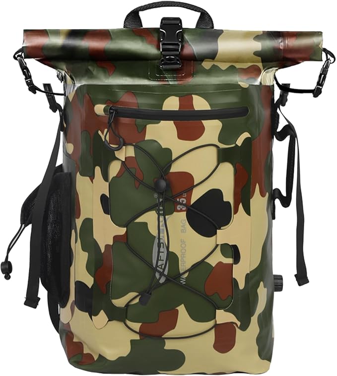 Waterproof Backpack for Men and Women - Roll-Top Floating Dry Bag Backpack for Kayaking, Rafting, Boating, Beach (Black)