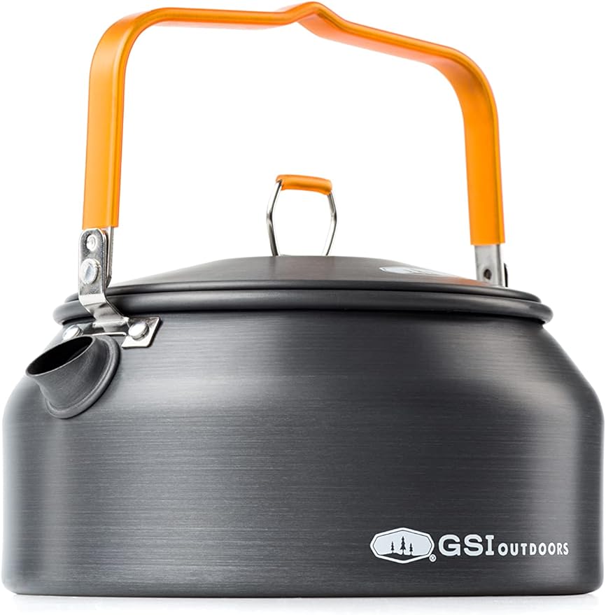 GSI Outdoors Halulite Tea Kettle, Ultralight Aluminum Camping Kettle, Durable, Fast-Boil for Backpacking, Hiking & Outdoor Cooking - 1 Liter