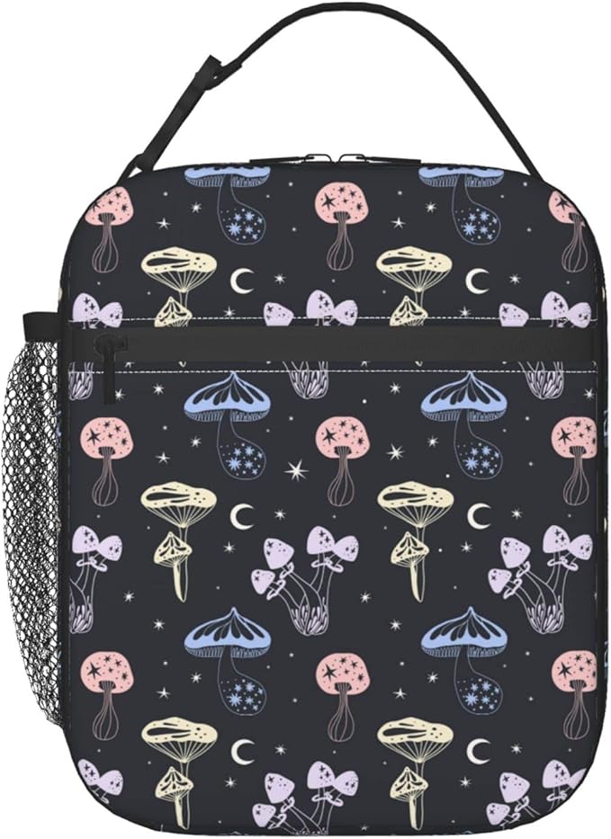Space Mushrooms Lunch Box Reusable Insulated Lunch Bag Thermal Cooler Tote For Boys Girls Teen School Men Women Picnic Travel Hiking