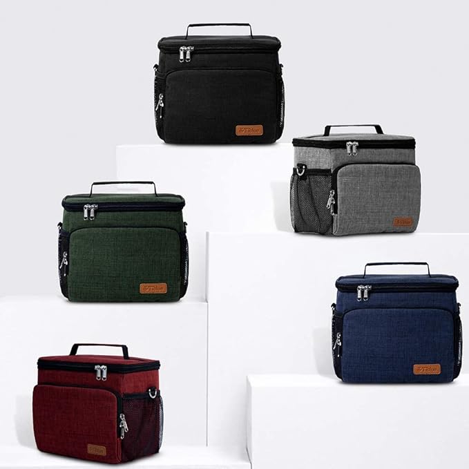 Tiblue Insulated Lunch Bag, Leakproof, Freezable Cooler for Office, School, Picnics, Adjustable Strap, For Adults & Kids