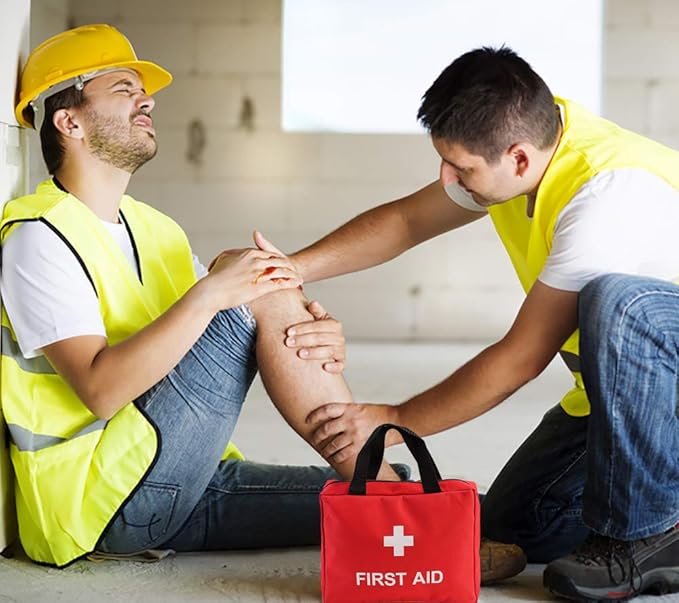 AOUTACC 2 Pack Nylon First Aid Empty Kit,Compact and Lightweight First Aid Bag for Emergency at Home, Office, Car, Outdoors, Boat, Camping, Hiking(Bag Only) (2 Pack Red With Handles)