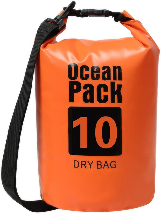 YDYJKI Floating Waterproof Dry Bag for Travel 5L/10L/20L/30L, Roll Top Sack Keeps Gear Dry for Kayaking, Rafting, Boating, Swimming, Camping, Hiking, Beach, Fishing (Orange, 10L)