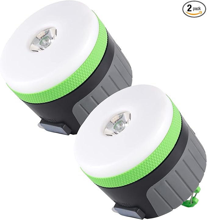 LIT-PaTH LED Camping Lantern, Rechargeable Light with Magnet Base, 4400 mAh, Survival Kit for Emergency, Hurricane, Outage, Large Green, 2 Pack