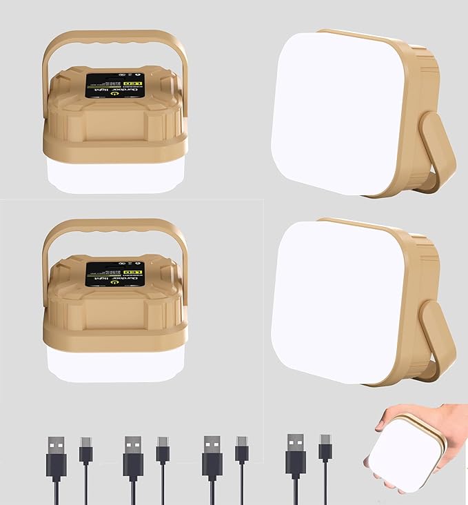 4Pack Small Mini Rechargeable LED Camping Light, 3 Light Modes，Portable Camping Tent Lantern, Emergency Hanging Light for Hurricane, Hiking, Indoor and Outdoor Emergency Light