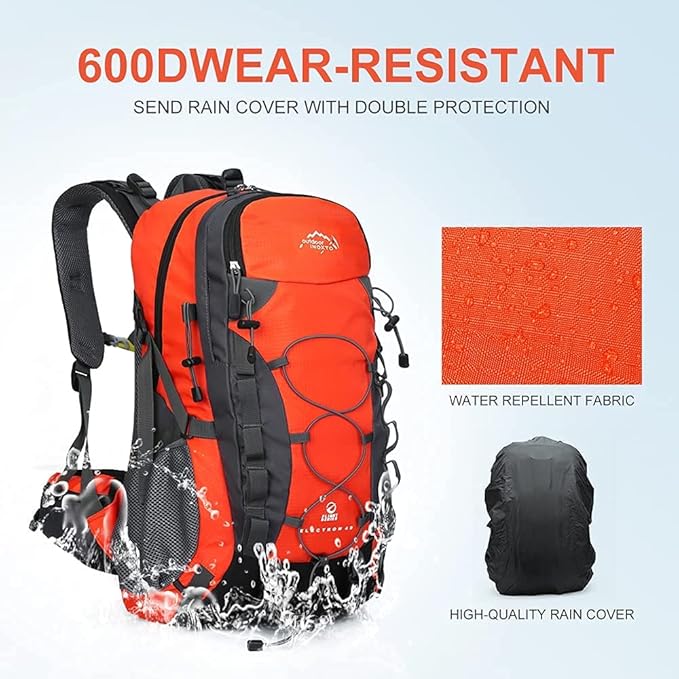 INOXTO lightweight Hiking Backpack 35L/40L Hiking Daypack with Waterproof Rain Cover for Travel Camping Outdoor Men and Women