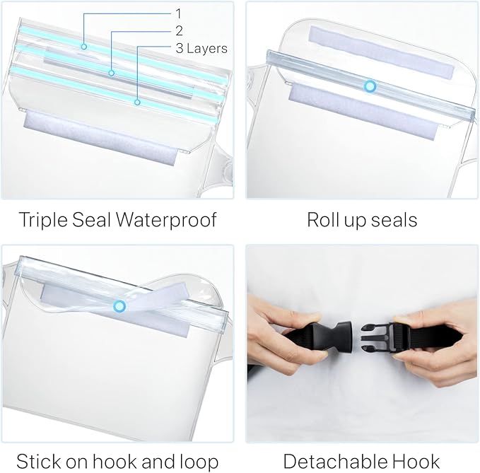 F-color Waterproof Fanny Pack - Waterproof Phone Pouch with Waist Strap - Cruise Essentials 2025 Must Haves Waterproof Pouch Dry Bag Keep Phone Valuables Safe for Beach Kayaking Boating Fishing