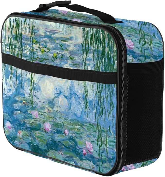 Claude Monet Lunch Bag Reusable Insulated Waterlily Lunch Box Keep Food Cooler Thermal Lunch Tote for Women Men