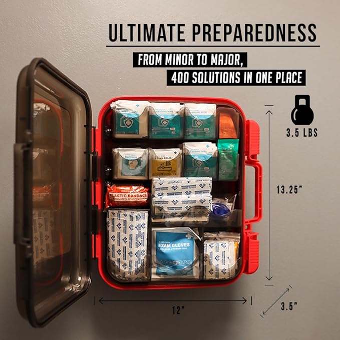EVERLIT 400 Pcs Emergency First Aid Kit Medical Kit Professional Med Kit Supplies for Preparedness, Survival, Office, School, Home, Disaster, Car, Business, Restaurant