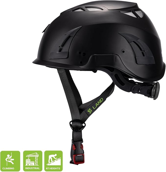 Land Helmets ClimbPro Helmet EN 12492 Vented for Rock Climbing – Durable, Lightweight Shell, Adjustable Chin Strap, Perfect for Outdoor Adventure with Universal Accessory Slots