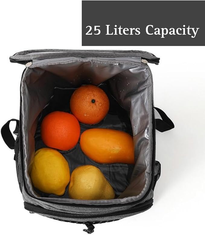 Travel Cooler Lunch Backpack, 25L or 25 Can Hiking Back Pack, Insulated Lunch Box Bag, Water Resistant Can Beach Cooler, Leakproof and Lightweight for Traveling, Fishing, Camping