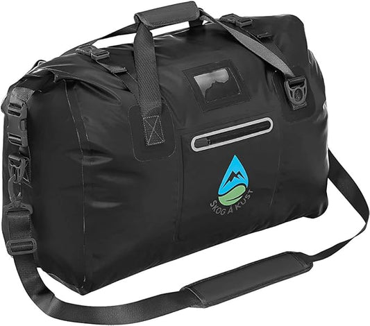Skog Å Kust Duffelsak Heavy Duty Waterproof Duffel - Gear Bag for Sports, Travel, & More - 90L Black