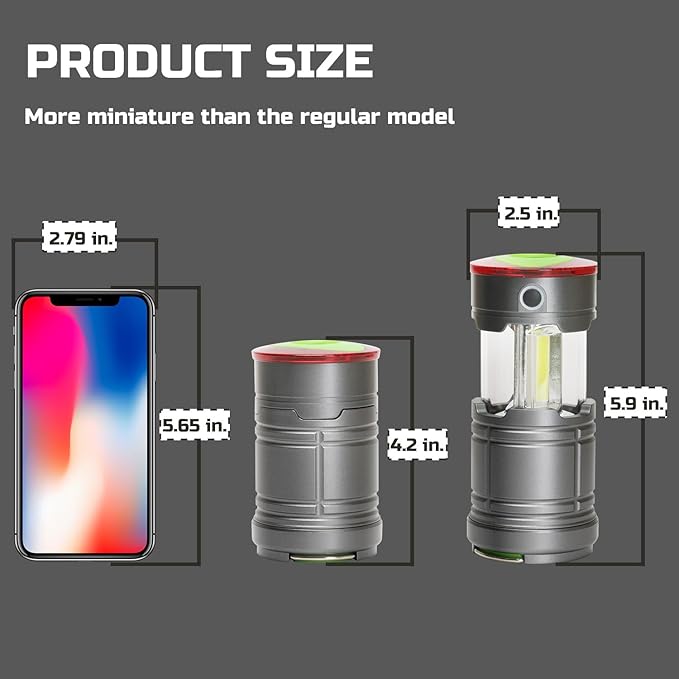 Lichamp Collapsible LED Camping Lantern, Portable Lightweight Waterproof LED Flashlight, 4 Light Modes, Survival Kits for Indoor Outdoor Home Emergency Power Outages Hiking Hurricane, 2 Pack, Medium