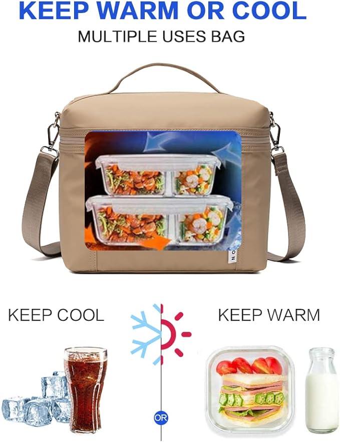 NOL Natural Organic Lifestyle Insulated Lunch Bags for Women Cooler Bag Lightweight Nylon Waterproof Lunch Box For Work