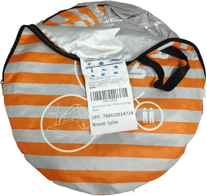 YBK Tech New Stripe Style Automatic Pop Up Beach Tent UV Protection Instant Portable Quick Cabana Sun Shelter for 2-3 Persons (Orange)