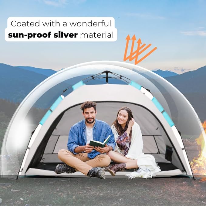 2-Person Pop-Up Camping Tent – Instant Setup, Water-Resistant, Lightweight Dome with Dual Mesh Doors & Extensible Porch – Ideal for Beach, Hiking & Backpacking