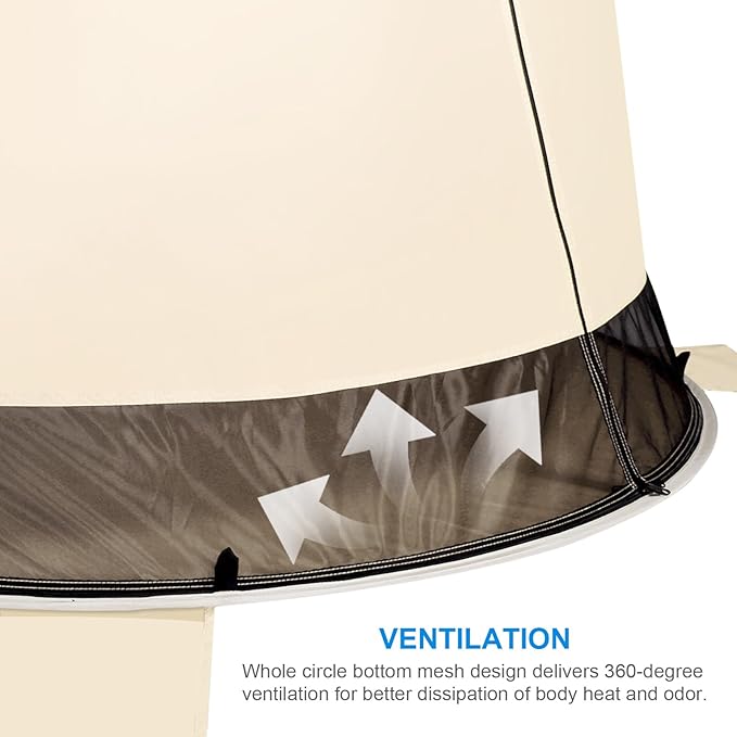 WolfWise UPF 50+ Easy Pop Up 3-4 Person Beach Tent Sport Umbrella Instant Sun Shelter Tent Sun Shade Canopy, Beige