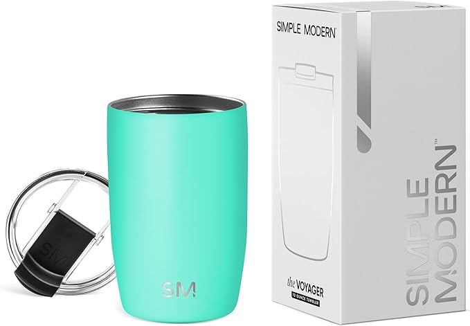 Simple Modern Voyager Travel Coffee Mug Tumbler with Flip Lid | Insulated Stainless Steel Cold Brew Iced Coffee Cup | Gifts for Women Men Him Her | 12oz | Tropical Wave