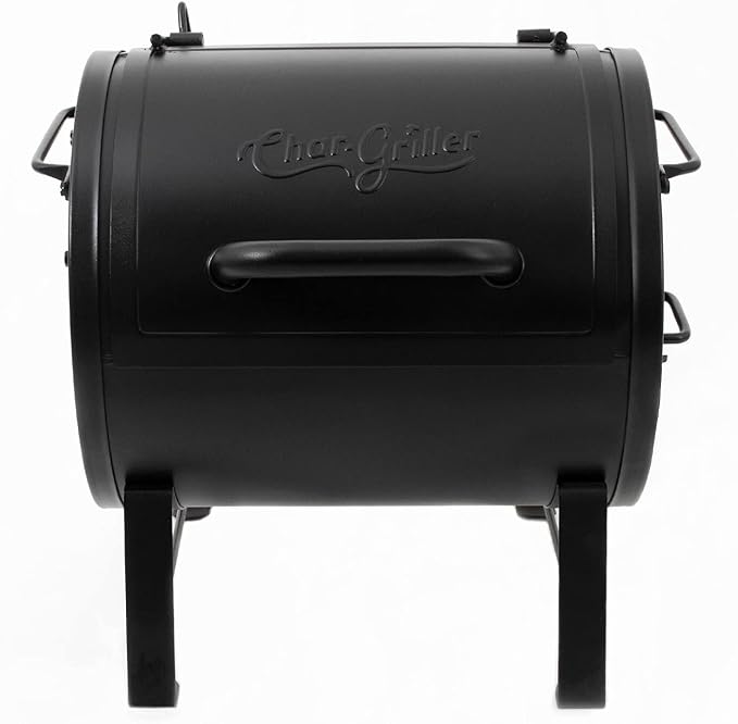 Char-Griller E82424 Smoker Side Fire Box Portable Charcoal Grill + Grill Cover Bundle