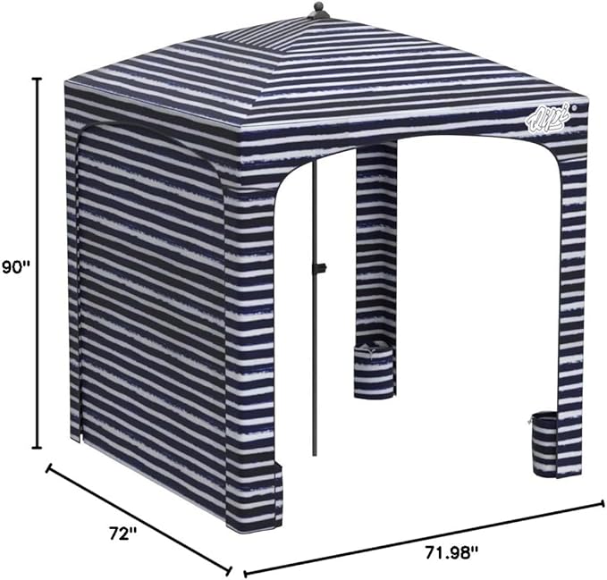 Qipi Beach Cabana - Easy to Set Up Canopy, Waterproof, Portable 6' x 6' Beach Shelter, Included Side Wall, Shade with UPF 50+ UV Protection, Ultimate Sun Umbrella - for Kids, Family & Friends