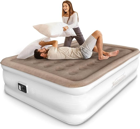 Air Mattress Queen with Built in Pump, Inflatable Blow up Mattress, Air Bed Queen Size for Camping, Home & Guest, 3 Mins Self-Inflation/Deflation, colchon inflable Queen