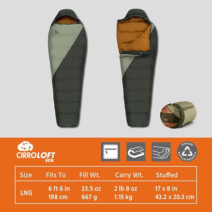 Kelty Cosmic Synthetic Fill 40 Degree Backpacking Sleeping Bag with Compression Straps, Compact and Lightweight, 2022