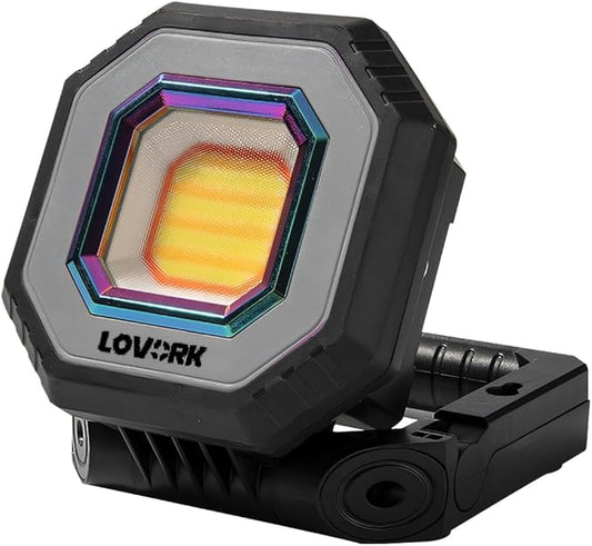 Camping Light Work Light 10000mAh 1500LM Rechargeable Magnetic 5 Modes Flood Light IPX5 Waterproof Portable Clamp Light for Outdoor, Emergency, Repairing, Fishing, Power Outages (Gray)