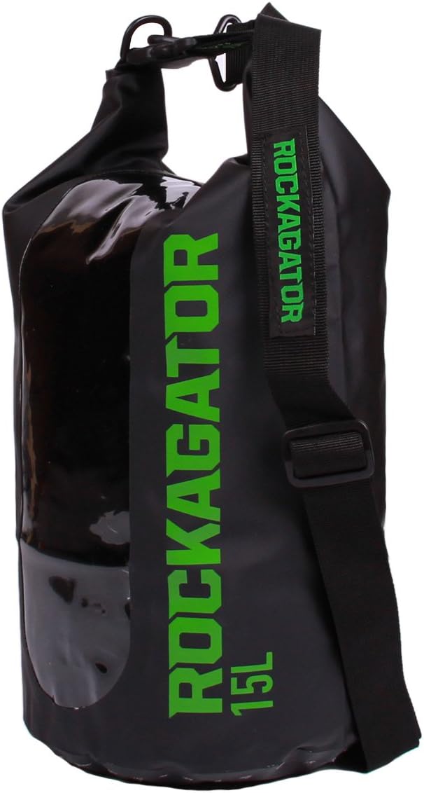 Transparent Dry Bag Waterproof Roll Top Shoulder Sling Pack | Runabout Series - Water Proof Rucksack Day Pack Bag for Beach, Kayak, Fishing and Camping (15 Liter, 20 Liter)