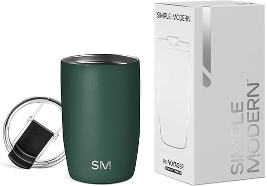 Simple Modern Travel Coffee Mug Tumbler with Flip Lid | Reusable Insulated Stainless Steel Cold Brew Iced Coffee Cup Thermos | Gifts for Women Men Him Her | Voyager Collection | 12oz | Forest