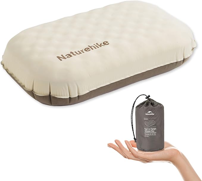 Naturehike 5.7oz Ultralight Inflatable Foam Bed Pillow, Adjustable Firmness Ergonomic Camping Pillows for Travel, Hiking, Backpacking, Home, 2024 Asia Outdoor Gear Awards