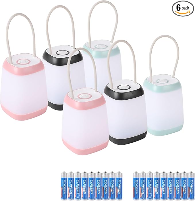 6 Pack LED Camping Light, 3 Modes Battery Powered Night Light for Indoor and Outdoor Emergency Light, Tent Lantern, Camping, Gifts (Includes 18 AAA Batteries)