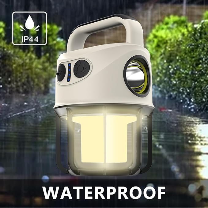 LED Camping Lantern Rechargeable, Portable LED Battery Powered Camping Light, Waterproof Tent Light with 6 Light Modes, 2400mAh Power Bank Lantern Flashlight for Hiking, Hurricane Emergency