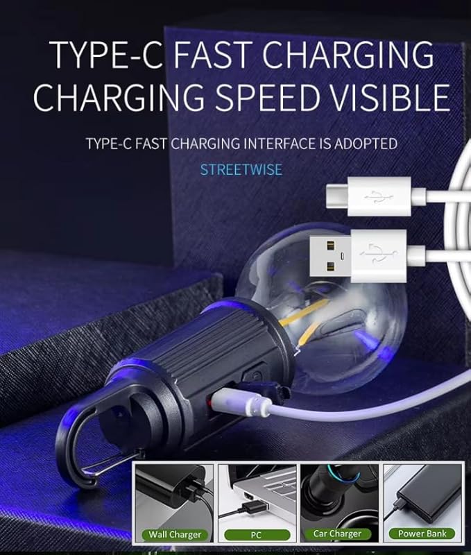 Camping Lights Rechargeable, Hanging Tent Lights Bulb with Hook, Timer Function, 3 Lighting Modes Tent Lamp for Camping, Hiking, Backpacking, Emergency Outage