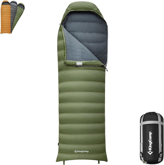 KingCamp Down Sleeping Bag for Adults, 600 FP Cold Weather 3-4 Season Sleeping Bag, Ultralight & Compact with Compression Sack for Backpacking, Camping, Hiking