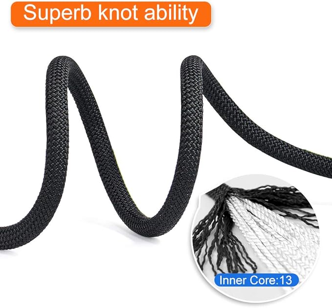 X XBEN Outdoor Climbing Rope 10M(32ft) 20M(64ft) 30M(96ft) 50M(160ft) 70M(230ft) 152M(500FT) 352M(1000FT) Static Rock Climbing Rope for Escape Rope Ice Climbing Equipment Fire Rescue Parachute