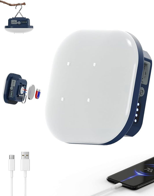 MOSLIGHTING Rechargeable Camping Lights, 800LM, Hanging Tent Lights with Magnet,5 Lighting Mode LED Camping Lantern, 4500mAh, IP54 Waterproof Portable Red Flashlight for Hurricane (Blue)