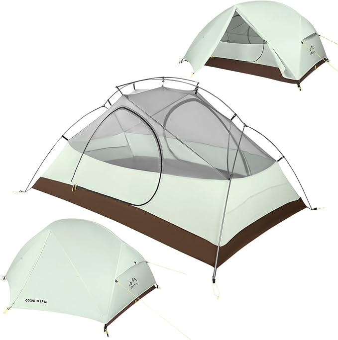 Ultralight 2 Person Backpacking, 4LB Portable 20D Waterproof Nylon Camping, 3 Season Hiking Trekking Tent with 7001 Aluminum Poles