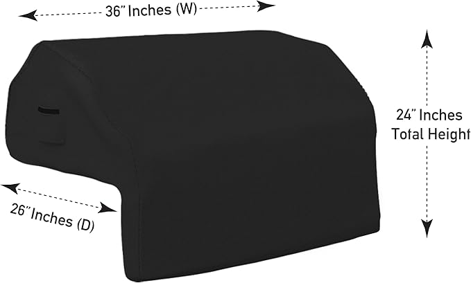 Covers & all Built-in Outdoor Grill Cover, Durable 12 Oz Waterproof Cover Max Material with Air Pocket & Elastic for Snug Fit (36" W x 26" D x 24" H Inches, Black)