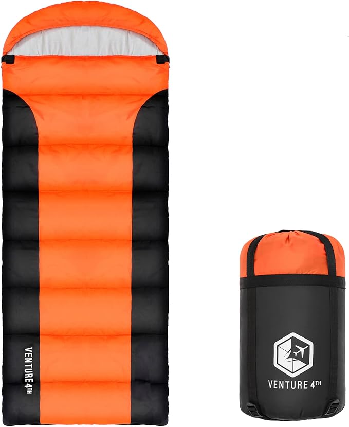 VENTURE 4TH Backpacking Sleeping Bag – XXL, Double and Single Sizes - Lightweight Warm & Cold Weather Sleeping Bags for Adults, Kids & Couples – Ideal for Hiking, Camping & Outdoor Adventures