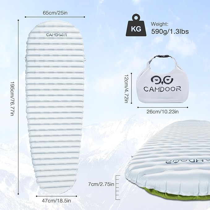 Self Inflating Sleeping Pad for Camping with Inflating Bag, Compact Lightweight Camping Mat, Outdoor Backpacking Hiking Traveling Airpad Camping Air Mattress