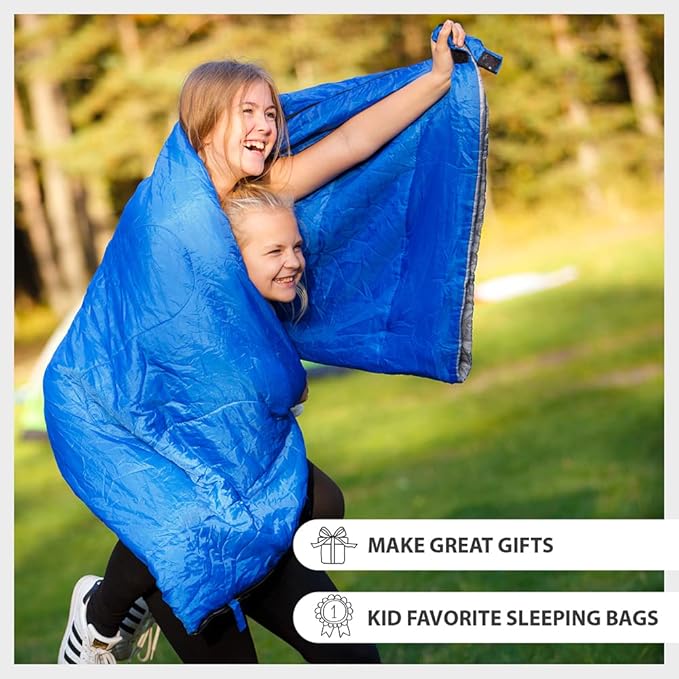 Sleeping Bag Indoor & Outdoor Use. Great for Kids, Boys, Girls, Teens & Adults. Ultralight and Compact Bags are Perfect for Hiking, Backpacking & Camping
