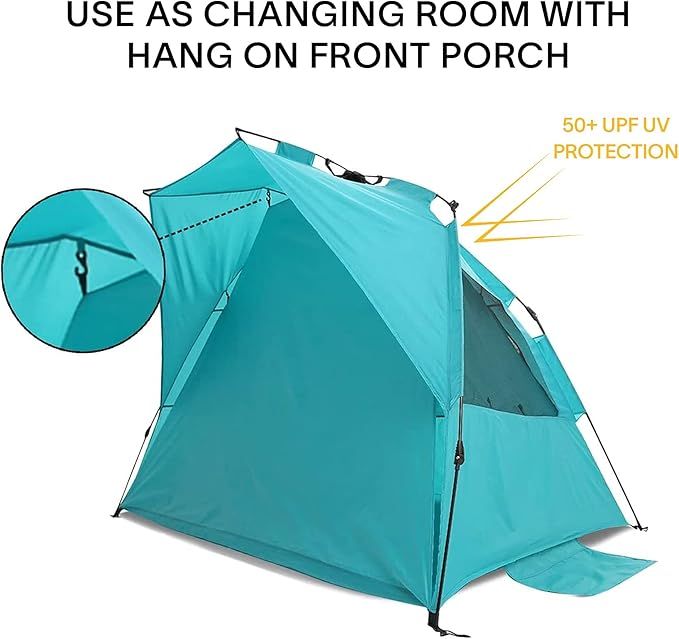 Alvantor Beach Tent Beach Umbrella Outdoor Sun Shelter Cabana Automatic Pop Up UPF 50+ Sun Shade Portable Camping Hiking Canopy Easy Setup Windproof Randomly Send Old or New Model