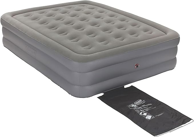 Coleman GuestRest 18" Plush Top Double High Air Mattress Airbed with Integrated Storage System and Carry Bag, Pump Not Included, Queen