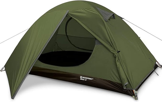 Bessport Camping Tent 1/2 Person Tent Waterproof Two Doors Backpacking Tent Easy Setup Lightweight for Outdoor, Hiking Mountaineering Travel