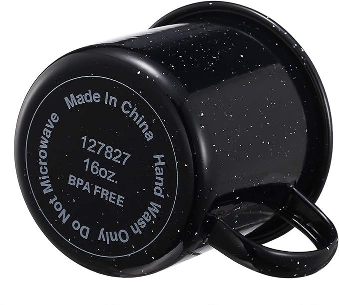 16oz Outdoor Camping Mugs- Enamel Camping Mugs-Enamel Coffee Tea Camping Cup Mugs-Coffee Tea Cups for Camping Fishing Picnic Hiking Home Office, Portable & Reusable (Blue-4 pcs)