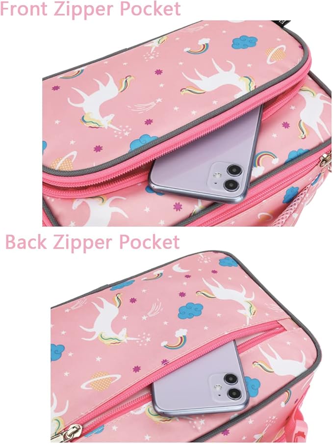 FlowFly Kids Lunch box Insulated Soft Bag Mini Cooler Back to School Thermal Meal Tote Kit for Girls, Boys,Unicorn