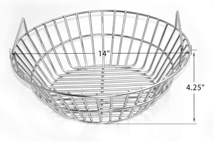 only fire #8537 Charcoal Ash Basket, Stainless Steel Charcoal Holder with Handles, Grilling Accessories, Fits Kamado Joe Classic