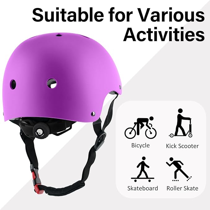 Skateboard Bike Helmet, Lightweight Adjustable, Multi-Sport for Bicycle Skate Scooter, 3 Sizes for Adult Youth & Kids